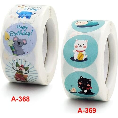 Round cartoon animal stickers cute cat teacher awards handmade seal stickers