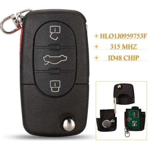 Kutery 4 Buttons Smart Remote Car Key Fob 315Mhz ID48 Chip FCCID: HLO1J0959753F For VW Beetle Golf 2000-2001