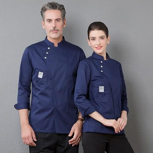2019 Restaurant Top Chef Uniform Unisex Long Sleeve Cook Wear Chef Jacket Kitchen Cuisine Bakery Cafe Hotel Overalls
