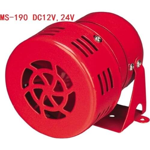 AC 220V DC 12V MS-190 Automotive Air Raid Siren Motor Driven Alarm Red Universal Car