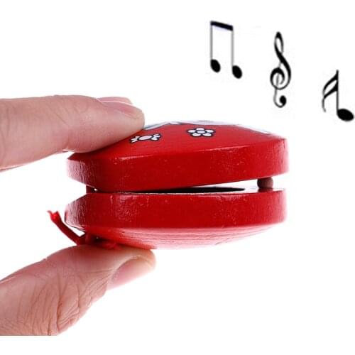 New Kid Cartoon Wooden Castanet Toy Children Musical Percussion Instrument Xmas Gift