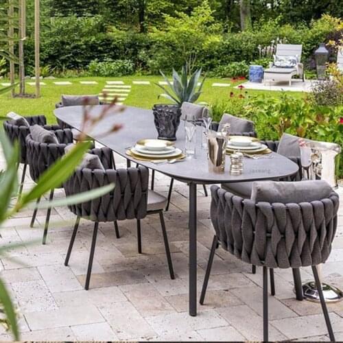 NEW Nordic Outdoor Rope Chair Villa Courtyard Garden Outdoor Rattan Chair Modern Furniture Balcony Leisure Backrest Lounge Chair