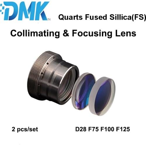 D28 F75/100/125mm Fiber laser cutting head collimating lens fused sillica focus lens glass 1064nm