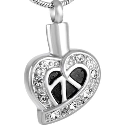 IJD9131 Ashes keepsake jewelry cremation pendant stainless steel Heart with Crystal memorial urn charm necklace for women
