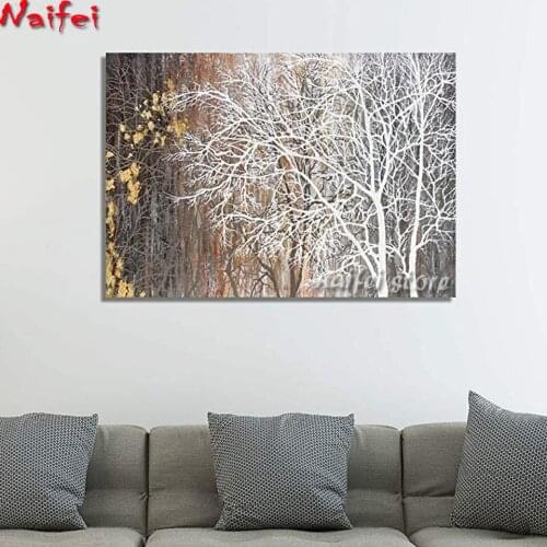 Full Square/Round drill Diamond painting 5D DIY Diamond embroidery Cross stitch Country Style Wall Art White Tree Landscape