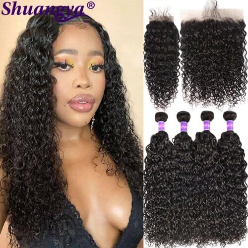Water Wave Bundles With Frontal Remy Human Hair Bundles With Frontal Pre Plucked Brazilian Hair Bundles With 13*4 Frontal