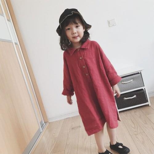 Loose Solid Spring Summer Girls Dress Kids Teenagers Children Clothes Outwear Special Occasion Half Sleeve Party Wedding