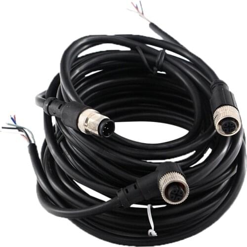 Waterproof M12 Power Connector 4 5 8 Pin 2m Extension Electronic Cable Wiring Screw Threaded Male/Female Straight/Right Angle