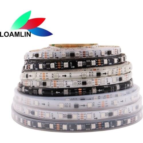 WS2811 30/48/60Pixels/Leds/m 5050SMD RGB Smart Pixel Led Strip Addressable WS2811IC Black/White PCB DC12V