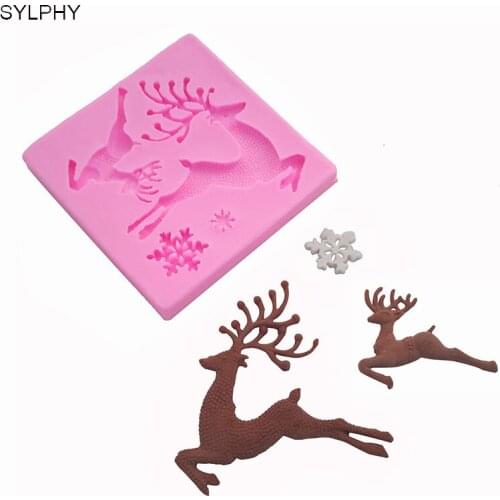 SYLPHY 1 pc elk design silicone cake mold fondant mold Christmas cake decorating tool sugarcraft bakeware