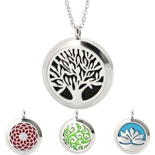 10pcs Stainless steel 30mm magnet Essential Oil Diffuser Perfume Aromatherapy locket Necklace Pendant With Free Chain And Pads