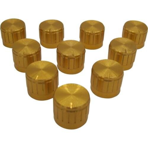 10pcs Volume Control Rotary Knobs yellow For 6mm Dia. Knurled Shaft Potentiometer Audio amplifier knob Diameter 15MM / high 17MM