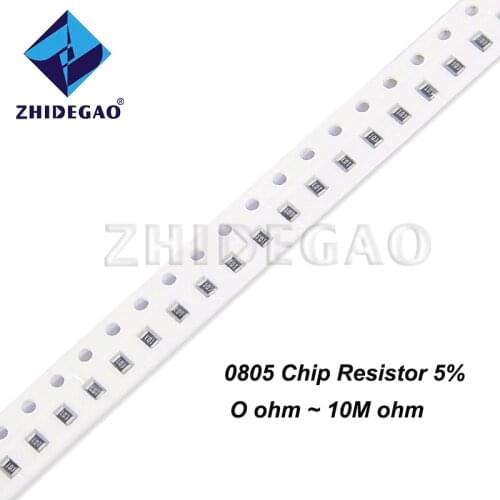 100Pcs 0805 5% SMD 1/8W 0R ~ 10M chip resistor 0 10R 100R 220R 330R 470R 1K 4.7K 10K 47K 100K 0 10 100 330 470 ohm ZHIDEGAO