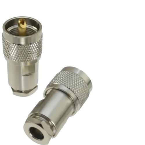 1pce Connector UHF PL259 male plug clamp RG5 RG6 5D-FB LMR300 cable straight