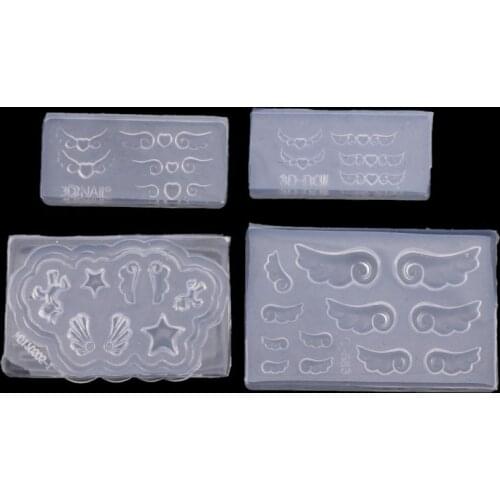 4Pcs Mini Heart Resin Earring Pendant Mold Nail Art Template Silicone Mold