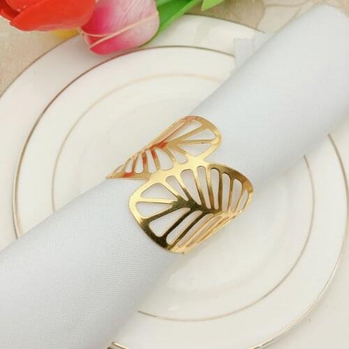 60/PCS high-end hotel towel ring gold leaf napkin ring napkin ring metal napkin buckle cloth