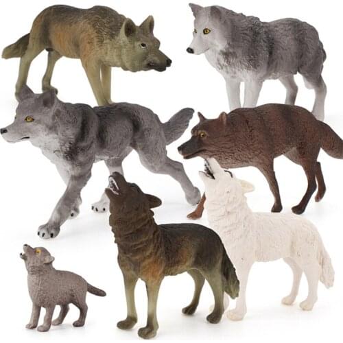 7Pcs Wolf Toy Figurines Set Wolf Animals Figures