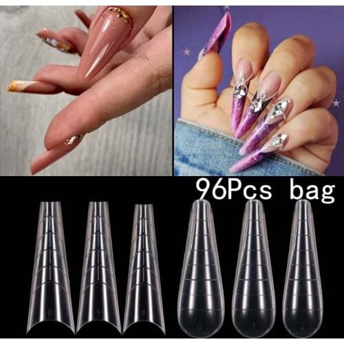 96pcs Nail System Full Cover Nail Extension Nails Manicure Tools Quick Building Gel Mold Tips Clear Dual Forms
