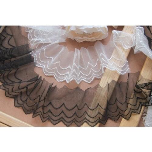 Handmade DIY accessories cotton mesh silk thread Three-layer wave mesh embroidery lace 6.5cm wide