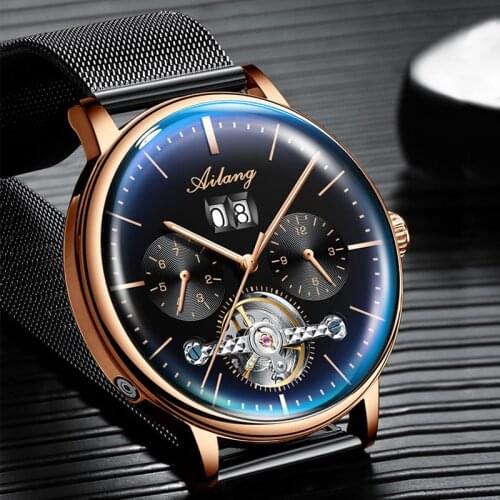 AILANG Tourbillon Automatic Mens Watch Mechanical Watches Mens Transparent Steampunk Clock Luminous Waterproof 2021 New design