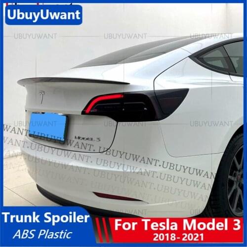 UBUYUWANT Car Spoilers for Tesla Model 3 2018 2019 2020 2021 ABS Plastic Rear Trunk Lip Spoiler Wing Car Decoration Accessories