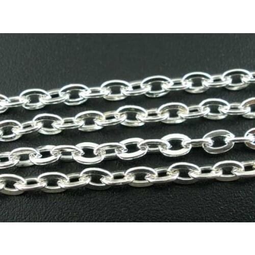 Free shipping!!!!100M/ Silver Plated Flat Cable Findings 3x4mm