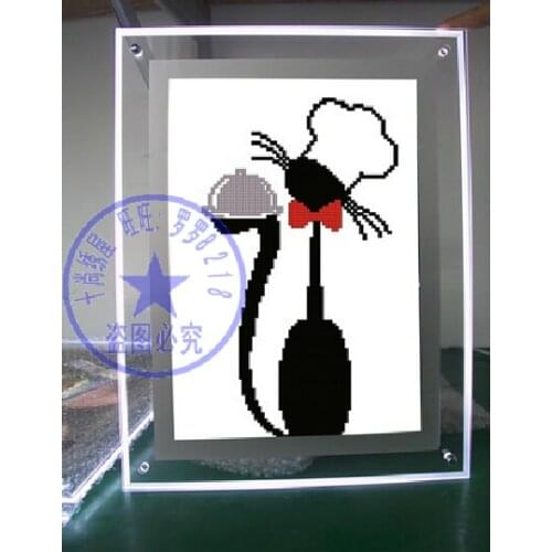 FREE Shipping Top Quality popular counted cross stitch kit black cat chef cook silhouette