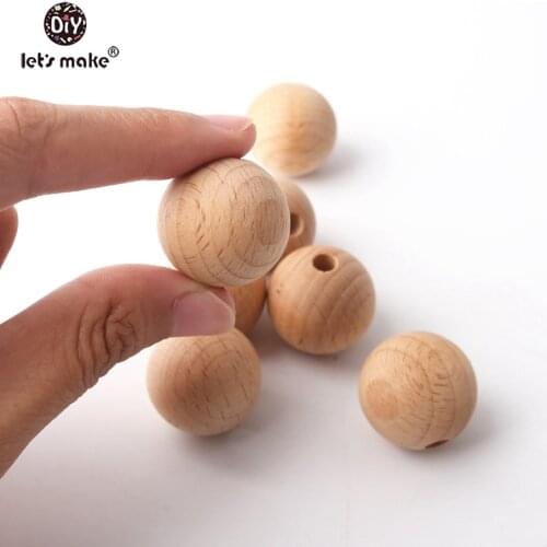 Lets Make Wooden Teether 20pcs 25mm Beech Wood Round Beads Baby Nursing Necklace Accessoies Food Grade For Teething Beads