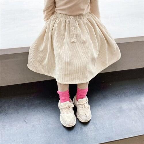 New Arrival Girls Skirts Autumn Winter Children 3 Buttons Clothes Kids Corduroy A Line Long Skirts Baby Little Girl Skirts 1-6T