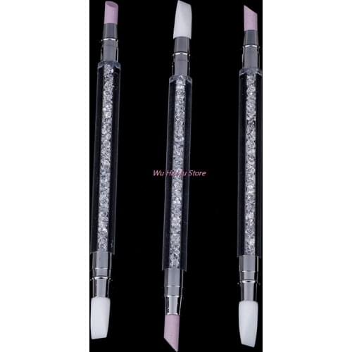 Quartz Dual Ended Nail Cuticle Remover Pen Manicure 16cm Nail Stickers Press Scrape Rhinestone Handle Nail Art Tool