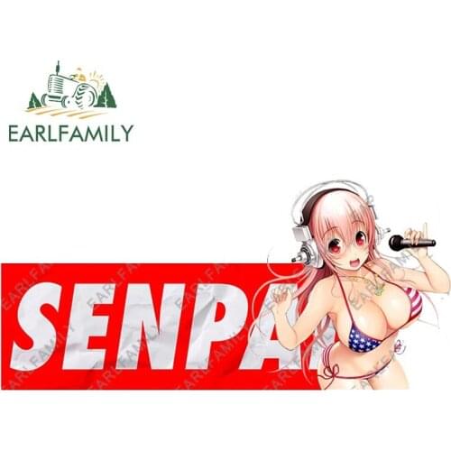 EARLFAMILY 13cm x 6cm for Senpai Sexy Waifu Super Sonico Car Stickers Funny Decal Vinyl Car Wrap Windshield Motorcycle Decor