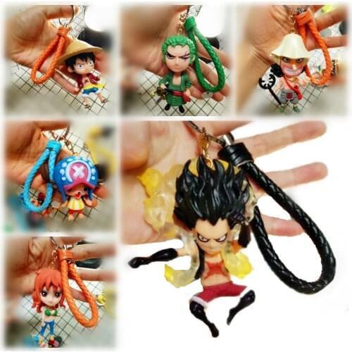 Action One Piece Keychain 3D PVC Luffy Zoro Sanji Figure Model Toys Bag Pendant One Piec Anime Figure Key Finder For Fans
