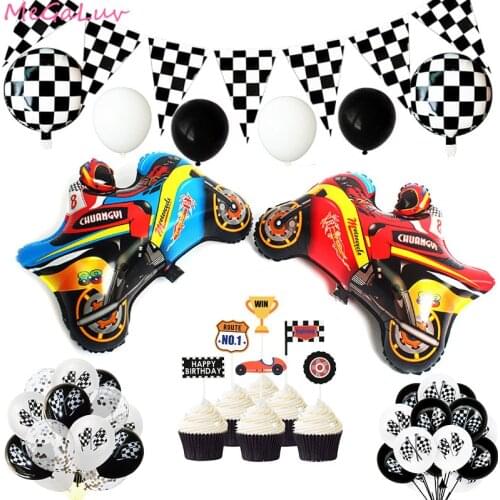 Racing Car Party Aluminum Foil Motorcycle Balloon Kids Birthday Party Decors Boys Favor Children Gifts Cartoon Car Air Golobs