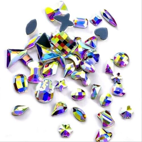 Hotfix Flat Back Glass Nail Stone AB Rhinestones Horse eye waterdrop tri-angle star snowflake oval fan butterfly trapezoid ZZ077