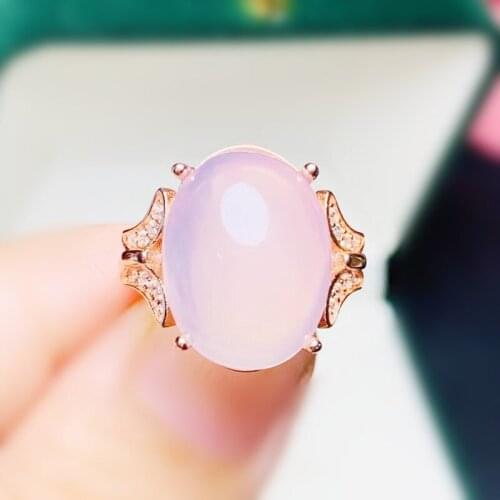 Natural real rose quartz ring Free shipping 12*16mm 11ct big gemstone 925 sterling silver Fine jewelry T21462