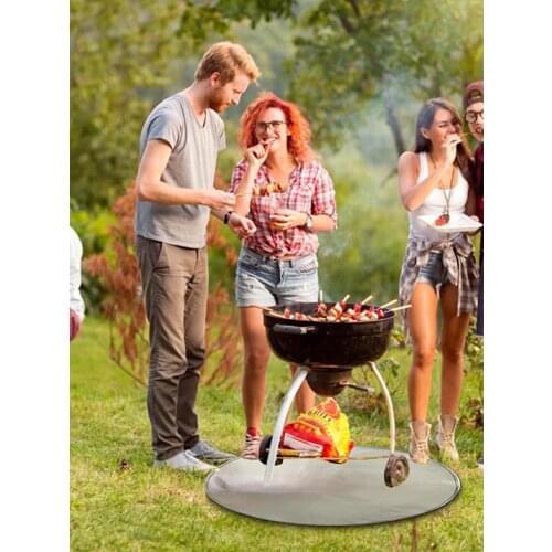 Stove Floor Mat Fireproof BBQ Gas Grill Platter Mat Outdoor Bonfire Pit Pad Backyard Floor Protective Rug Camping Stove Cushion