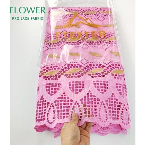 2020 Dry Laces Embroidery Organic 100% Cotton Lace Fabric Nigerian Traditional Wedding Women Dress Swiss Voile Lace Materials