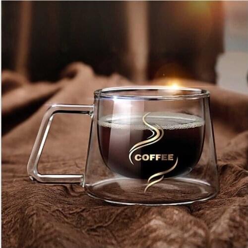 Borosilicate Double Glazed Espresso Lungo Coffee Cup Cup 200 ML Outdoor Double Wall Coffee Tea Water Glass Cup Insulated Mug thick