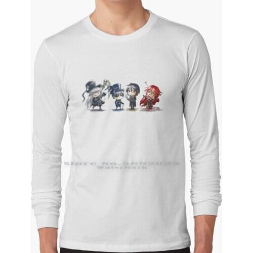 Kuroshitsuji Chibi Long Sleeve T Shirt 100% Pure Cotton Big Size Black Butler Black Butler Michaelis Grell Ciel Phantonhive