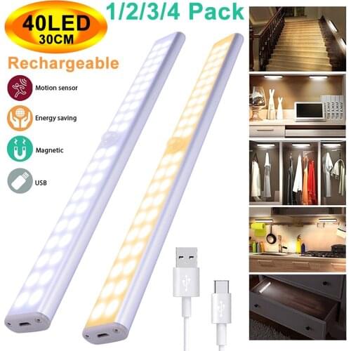 LED Wardrobe Corridor Basement Light USB PIR motion sensor LED Cabinet Night Light Rechargeable Closet Kitchen Light D30