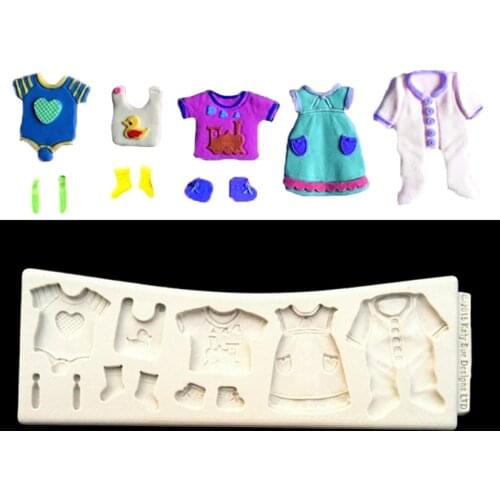 Baby Clothes Washing Line Silicone Sugarcraft Mould Set, Fondant Cake Decorating Tools