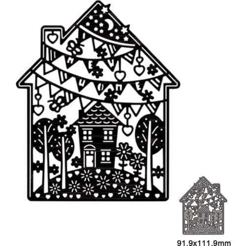 Metal cutting dies cut die mold house flower butterfly moon banner Scrapbook paper craft knife mould blade punch stencils dies