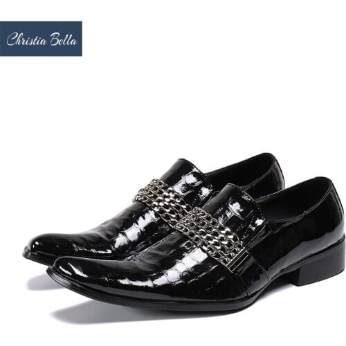 Christia Bella Fashion Men Genuine Leather Shoes Italian Wedding Party Dress Shoes Plus Size Business Office Brogue Shoes Male