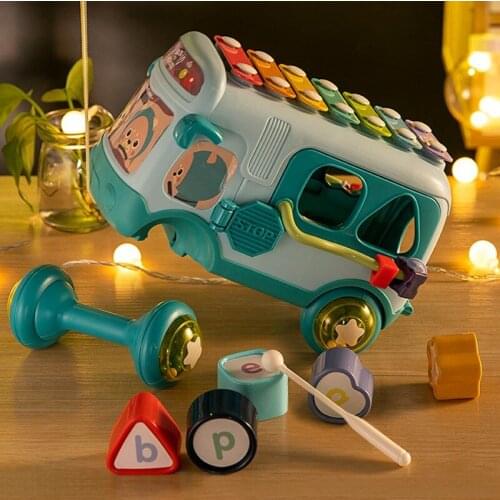 Musical Instrument Rattles Mobiles Toys for Kids Xylophone Knock Piano Bus Beads Blocks Montessori Mini Bus Educational Toys