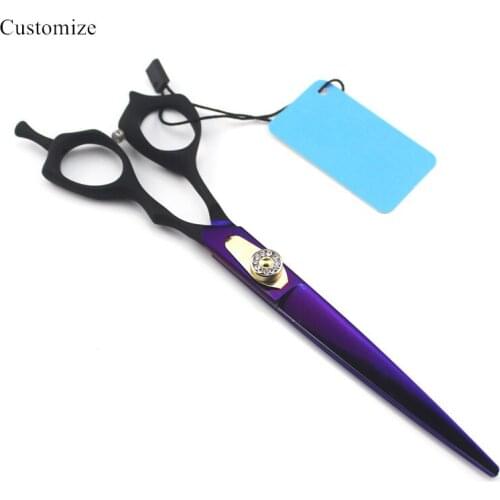 Customize logo japan 7 inch Purple Pet dog grooming hair scissors dog cutting barber pet grooming shears hairdressing scissors