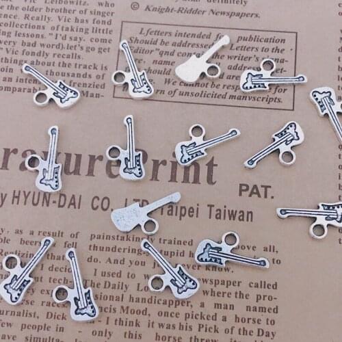 Wholesale 36pcs Charm guitar 20x10mm Tibetan Silver Plated Pendants Antique Jewelry Making DIY Handmade Craft