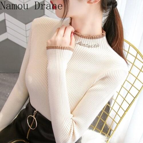 Half a turtleneck render unlined upper garment of female New Year qiu dong outfit and velvet inside take western style sweater