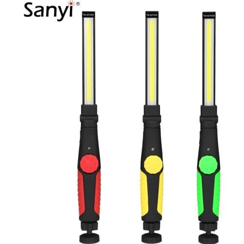 Sanyi Portable COB Flashlight Torch USB Rechargeable LED Work Light Magnetic Hanging Lantern For Car Repairing Built-in Battery