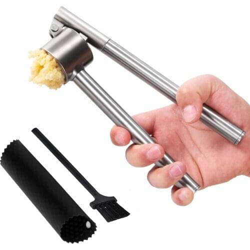 Stainless Steel Manual Garlic Press Crusher Professional Kitchen Tool Garlic Press Mincer Portable Easy Garlic Chopper Maker