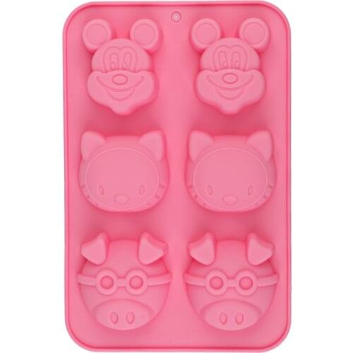 Silicone Sope Molds 6 Cavity Cake Mold Cute Animal Pig Mouse Cat ShapeBaking Molds Decorating Ice Cube Trays for Cake decoration